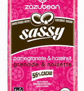 Zazubean Organic Sassy Coconut Milk Bar with Pomegranate and Hazelnut