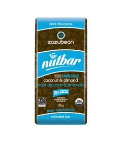 Zazubean Organic Nutbar Coconut and Almond Dark Chocolate Bar