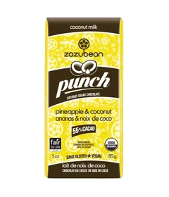 Zazubean Organic Punch Pineapple & Coconut Chocolate Bar